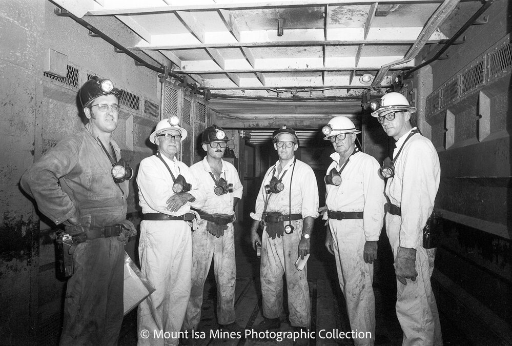 Checking locations for the Royals visiting underground, Mount Isa Mines, March 1970