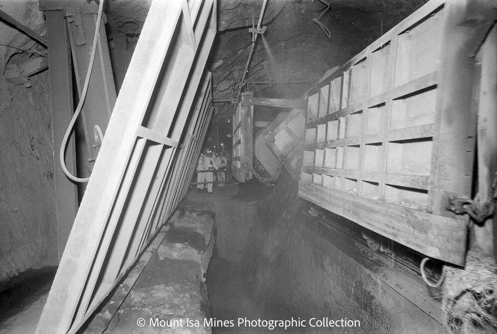 Checking locations for the Royals visiting underground, Mount Isa Mines, March 1970
