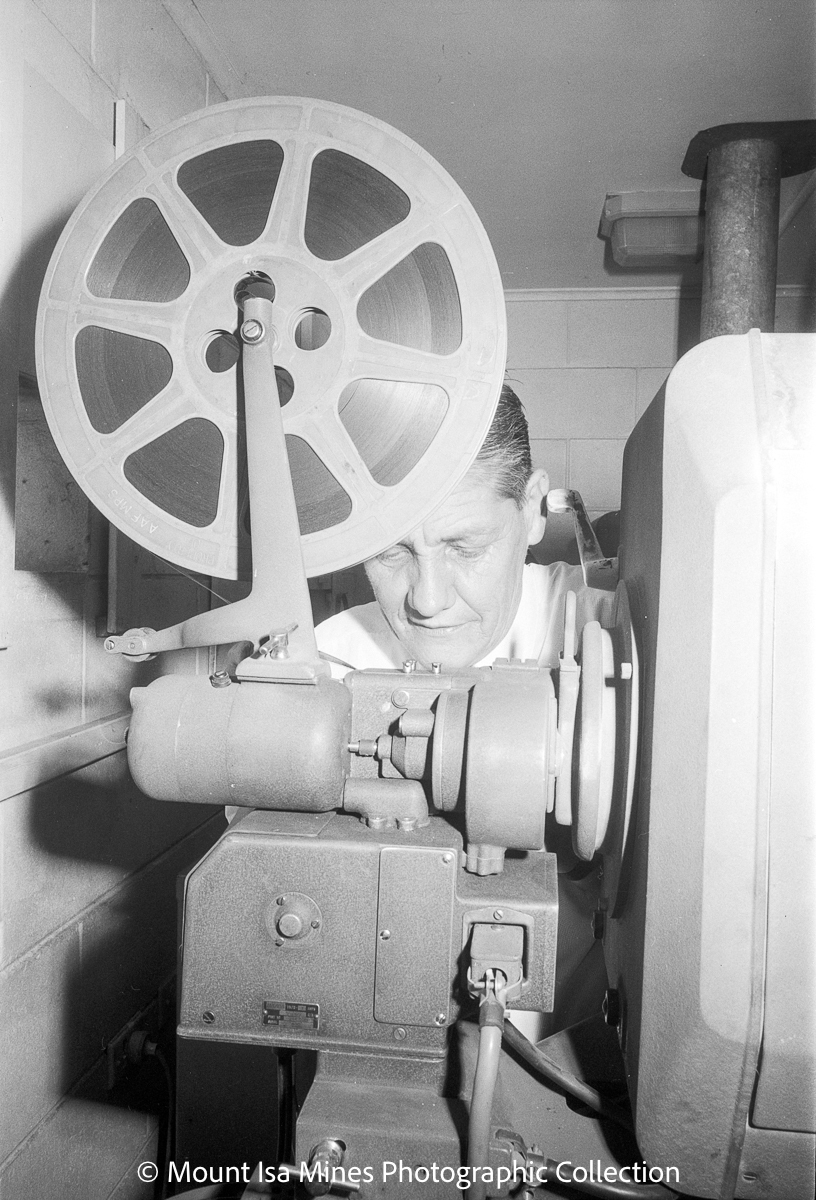 Projectionist working at BSD Picture Theatre, Parkside, January 1970