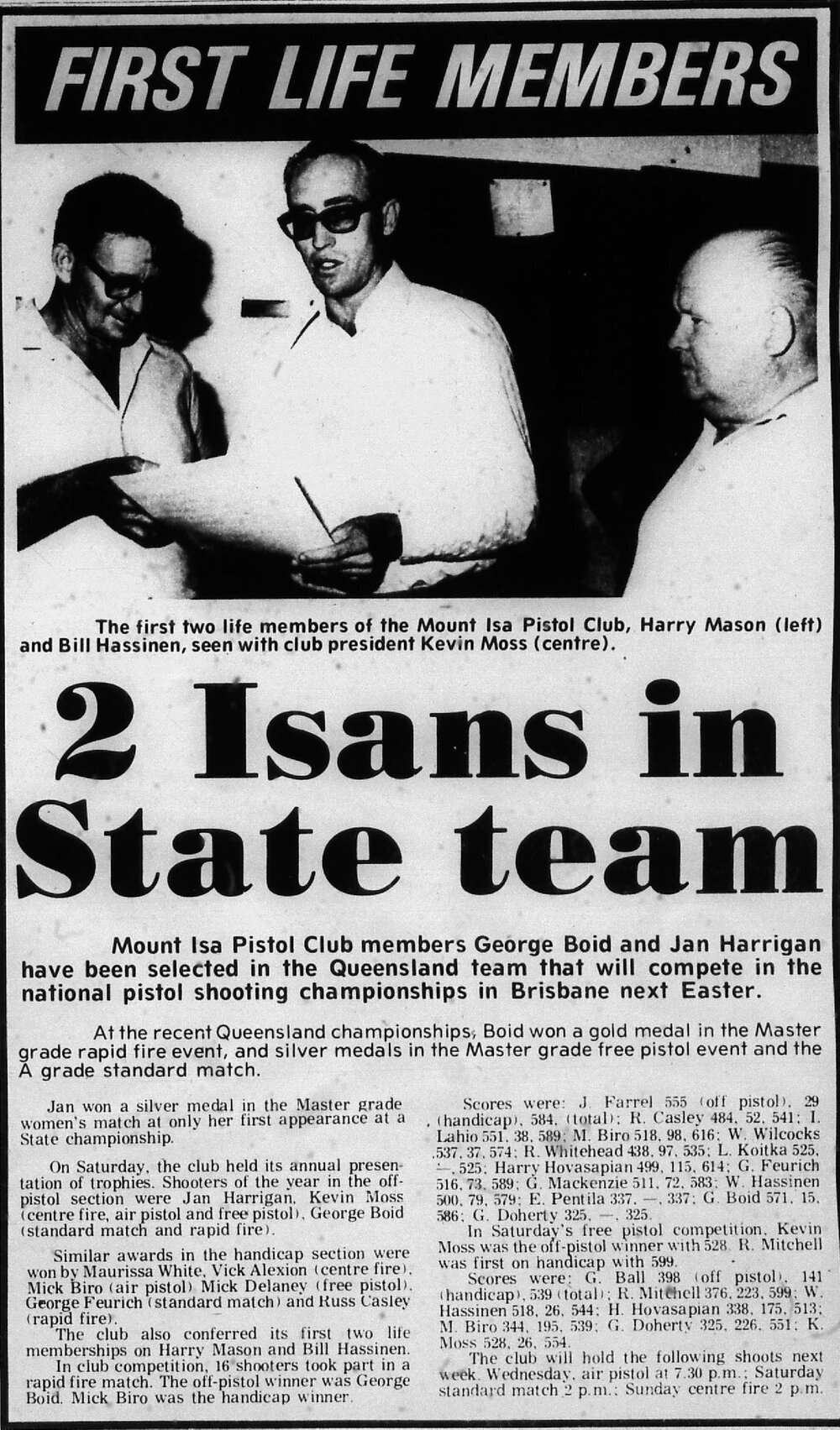2 Isans in State team, November 1973