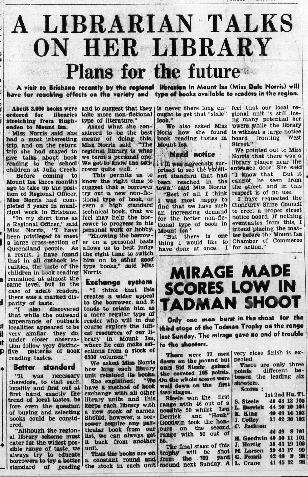 A librarian talks on her library plans for the future, October 1960