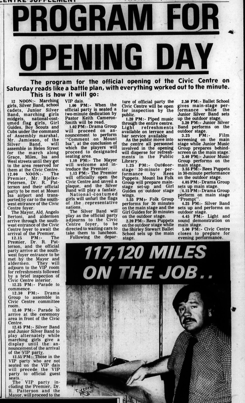 Program for opening day, November 1974