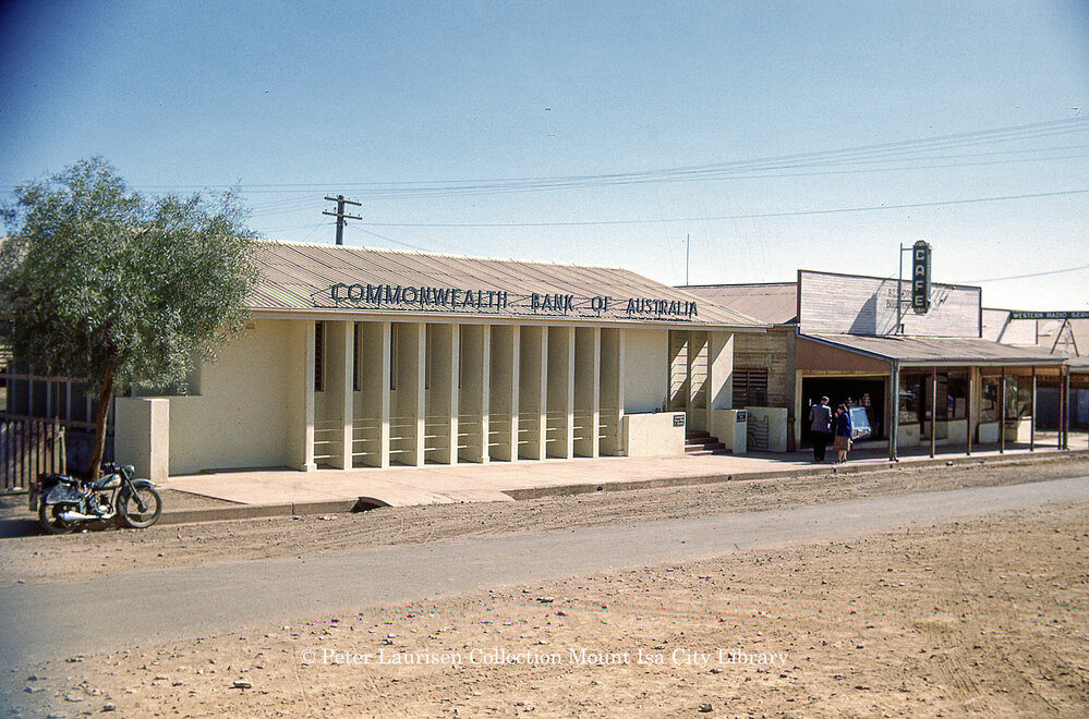 Commonwealth Bank and Pringles Cafe, Mount Isa City, July 1953