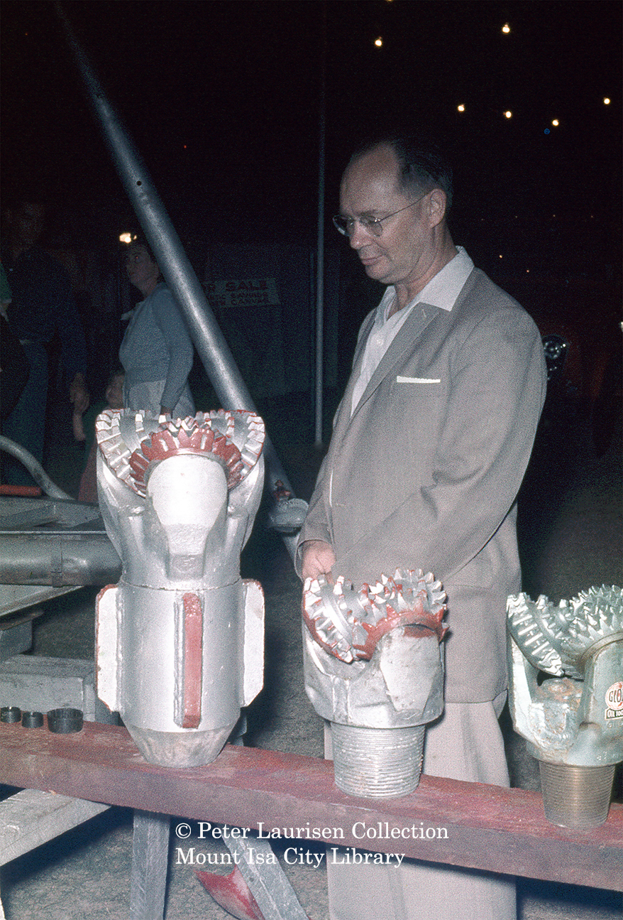 Drill cutting heads on display, Mount Isa Industrial Fair, Spear Creek, June 1962