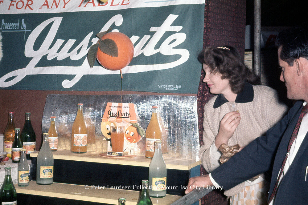 Jusfrute booth, Mount Isa Industrial Fair, Spear Creek, June 1962