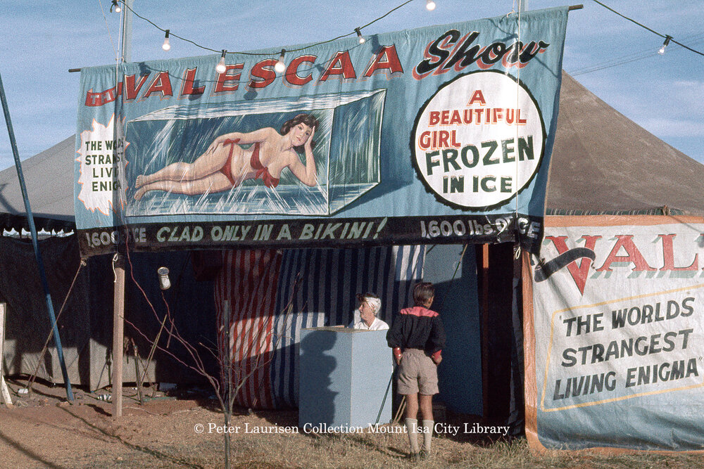 Lady in ice, Mount Isa Industrial Fair, Spear Creek, June 1962