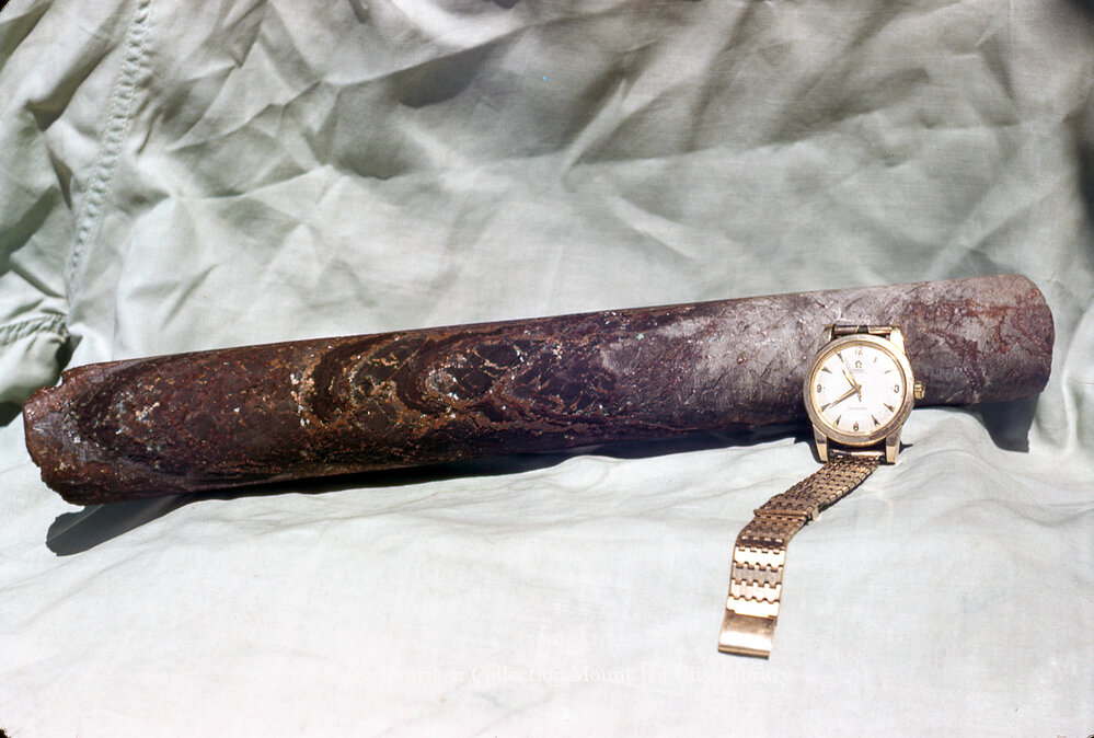 Diamond drill core with native copper, c.1956