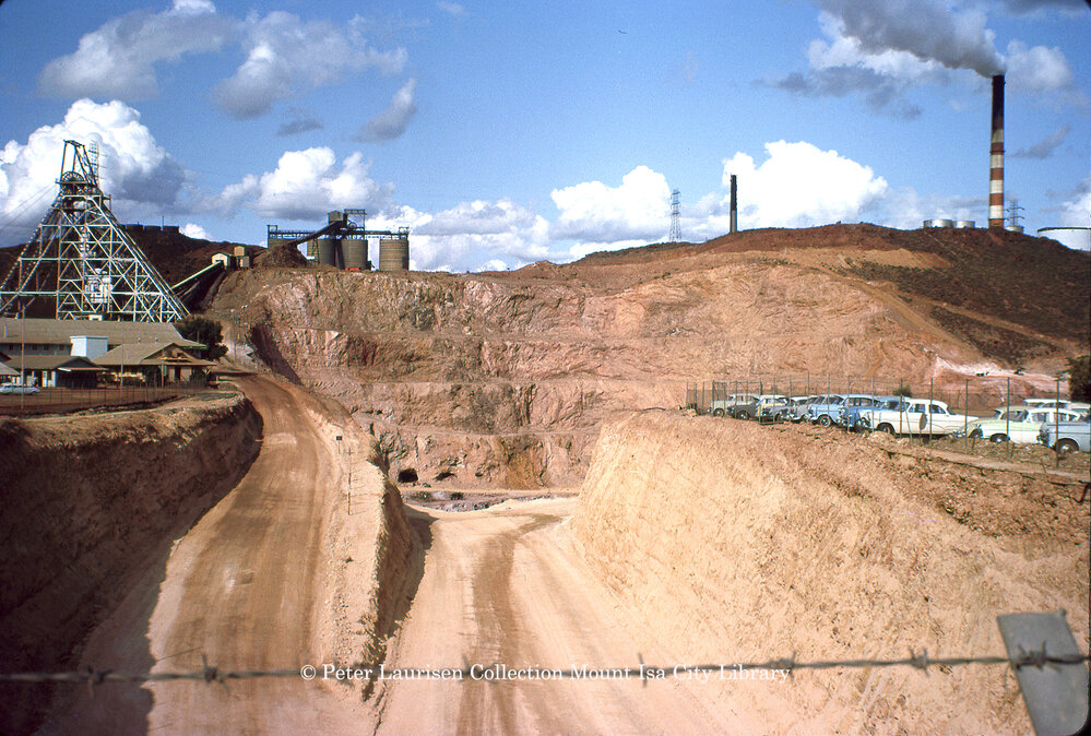 Black Rock Open Cut access road, Mount Isa Mines, May 1963