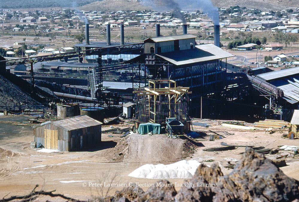 Copper Stack under construction, Mount Isa Mines, c.1959