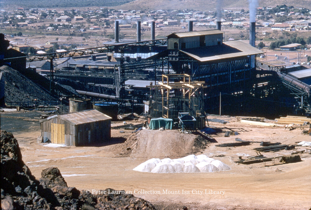 Copper Stack under construction, Mount Isa Mines, c.1959