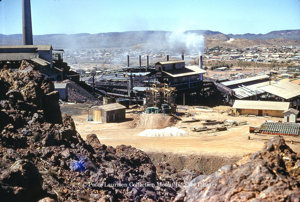 Copper Stack under construction, Mount Isa Mines, c.1959