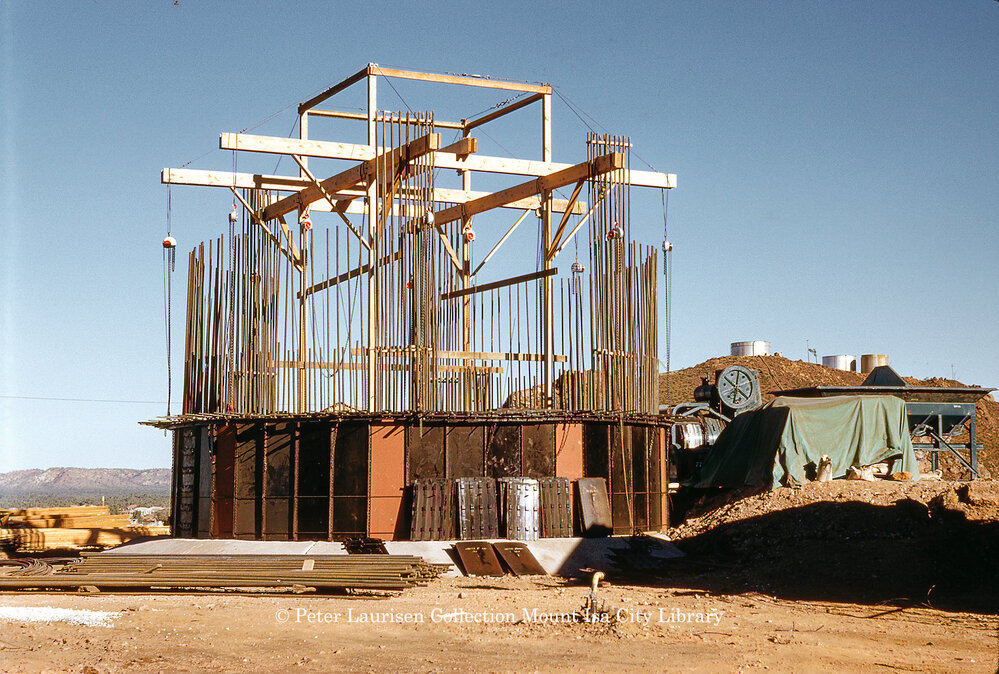 Copper Stack under construction, Mount Isa Mines, June 1959