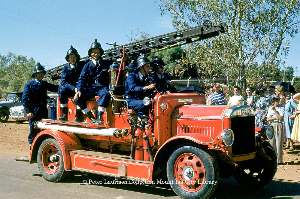 Mount Isa Mines Fire Brigade at May Day Procession, May 1954