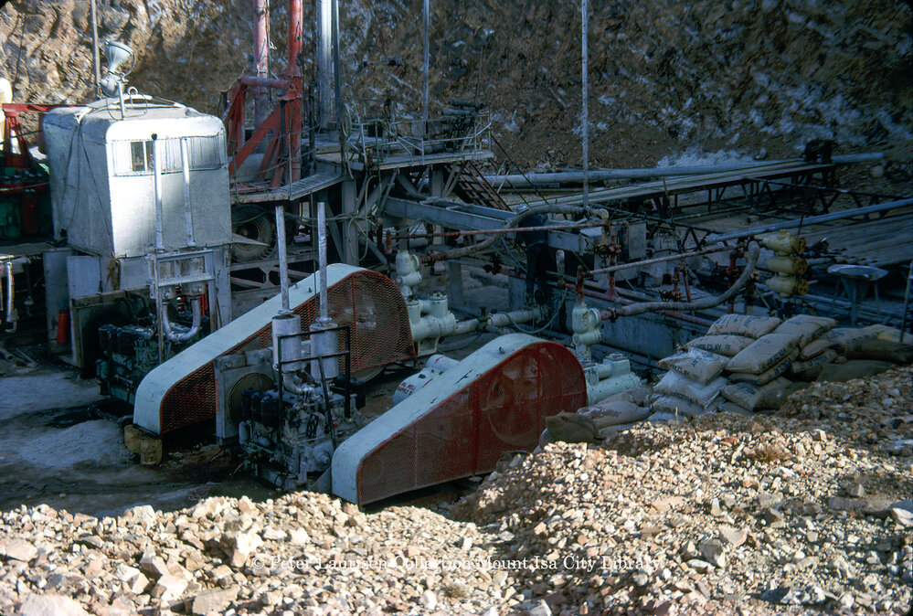 Florasol drill rig at Z31 vent shaft site, Mount Isa Mines, July 1963