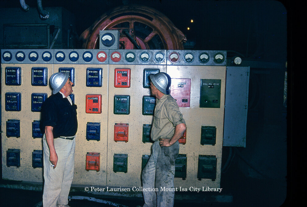 Electrical control panel at Mill, Mount Isa Mines, c.1956