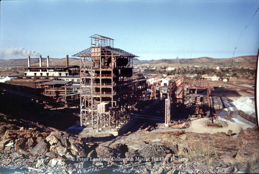 Copper Smelter under construction, Mount Isa Mines, July 1952