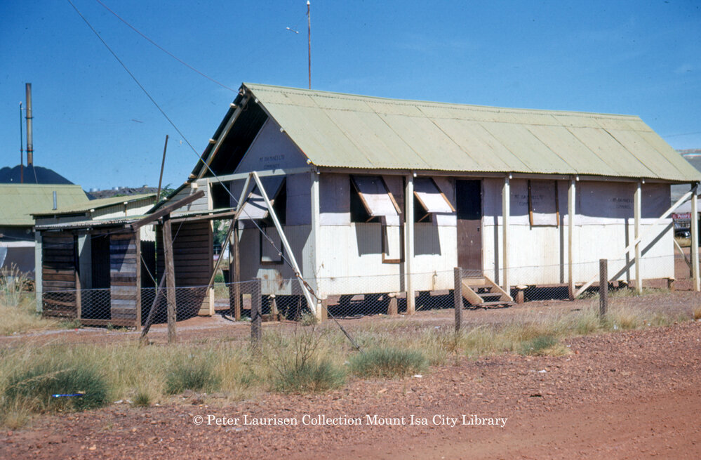 Tent house near railway line north end, Miles End, c.1953
