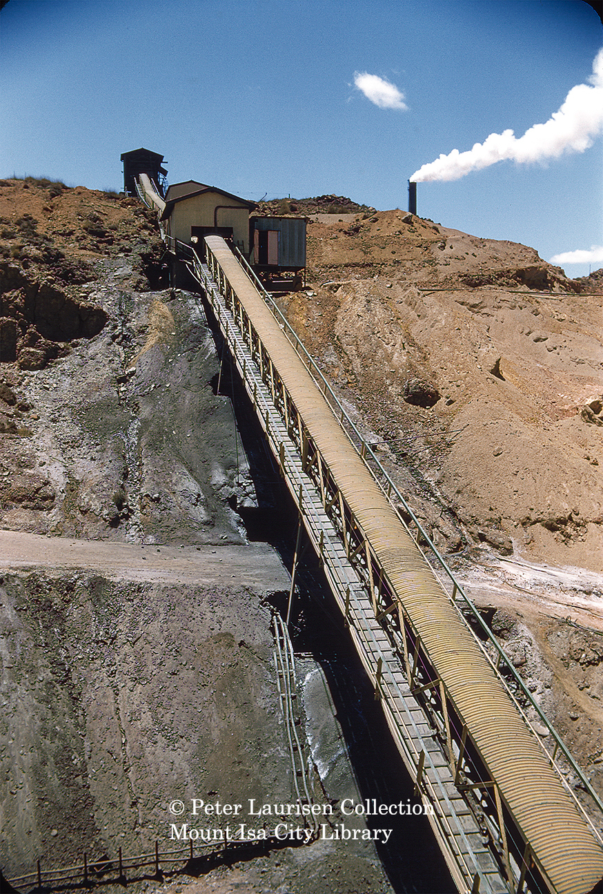Crude ore conveyor, Mount Isa Mines, February 1959