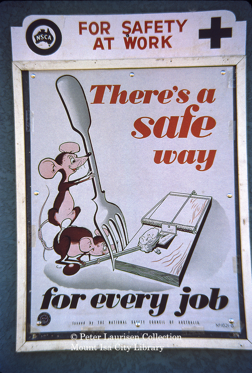 Mount Isa Mines safety poster, October 1962