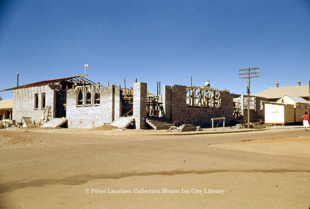 Post office under construction, July 1953