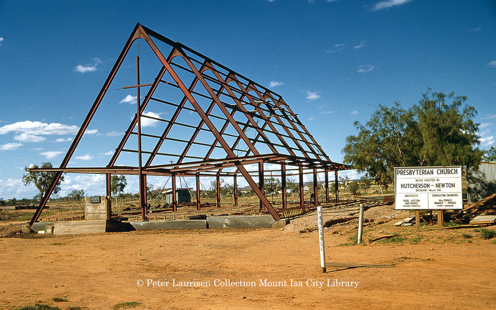 Mount Isa Presbyterian Church under construction, c.1959