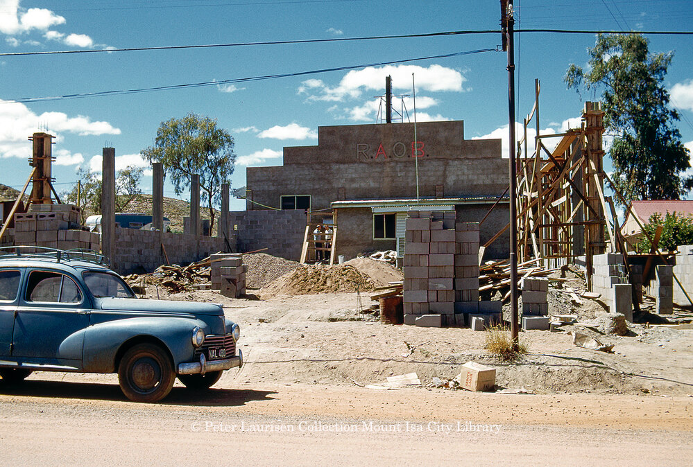 RAOB Temple and social club The Buffs Club under construction, Mount Isa City, April 1962