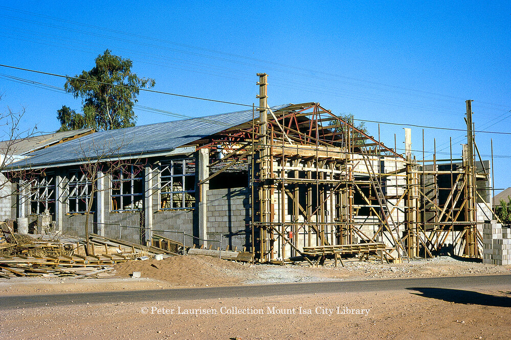 RAOB Temple and social club The Buffs Club under construction, Mount Isa City, August 1962