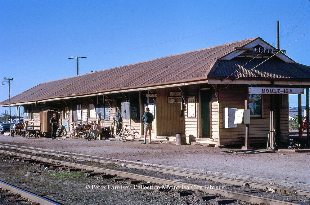 Mount Isa Railway Station platform,  Miles End, June 1962