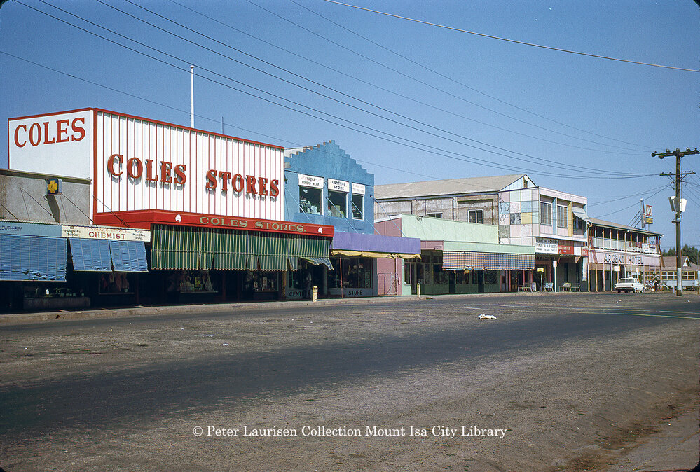 Shops on West Street, Mount Isa City, August 1963