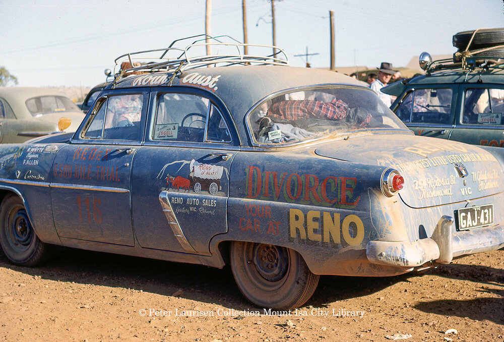 Ford Customline at Round Australia Trial in Mount Isa Redex, September 1953