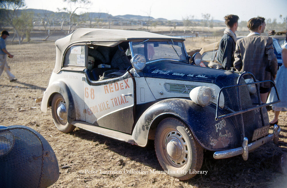Ford Anglia at Round Australia Trial in Mount Isa Redex, September 1953