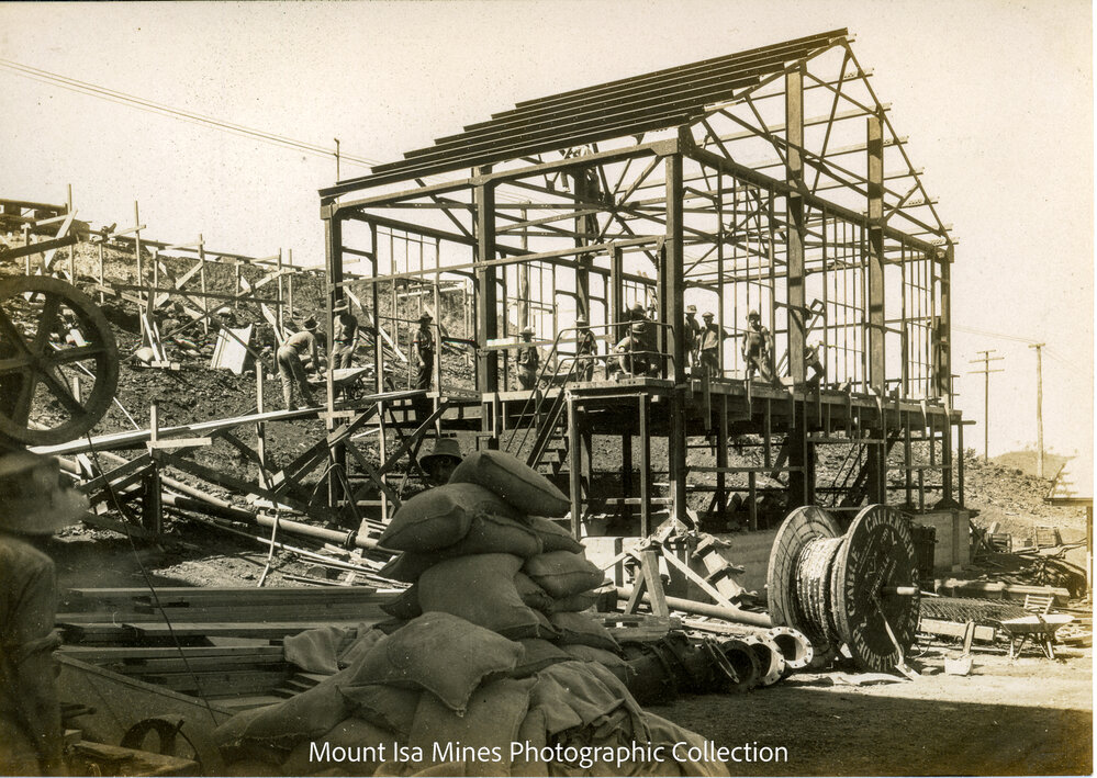 Mill substation under construction, Mount Isa Mines, September 1930