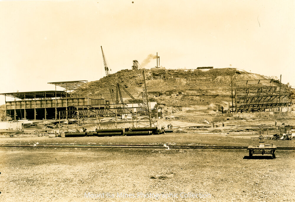 Smelter under construction, Mount Isa Mines, March 1930