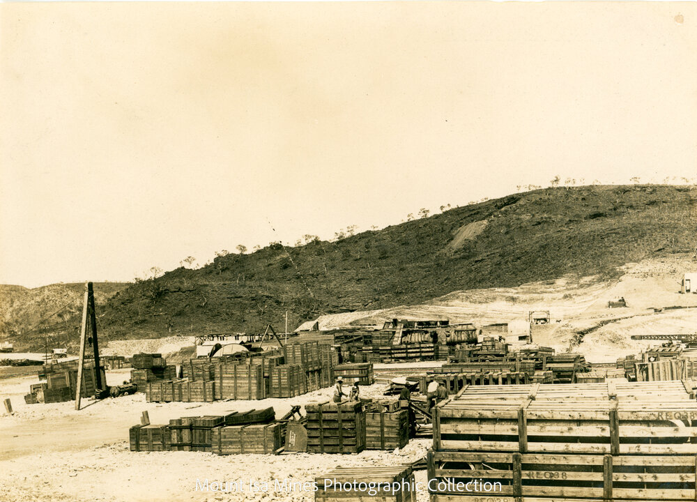 Spray Ponds under construction, Mount Isa Mines, February 1930