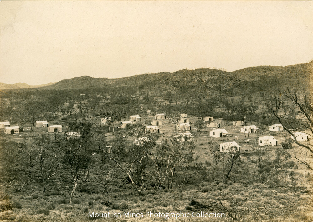 Two room temporary cottages, Mineside, January 1930