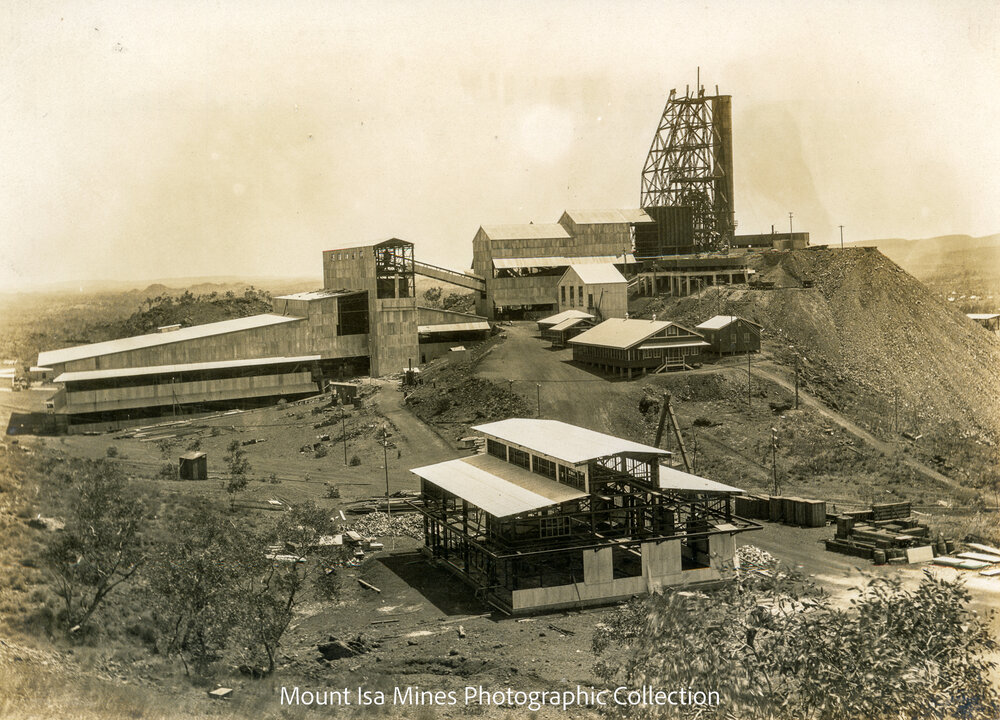 Concentrator, Urquhart Shaft, and Assay Office under construction, Mount Isa Mines, December 1930