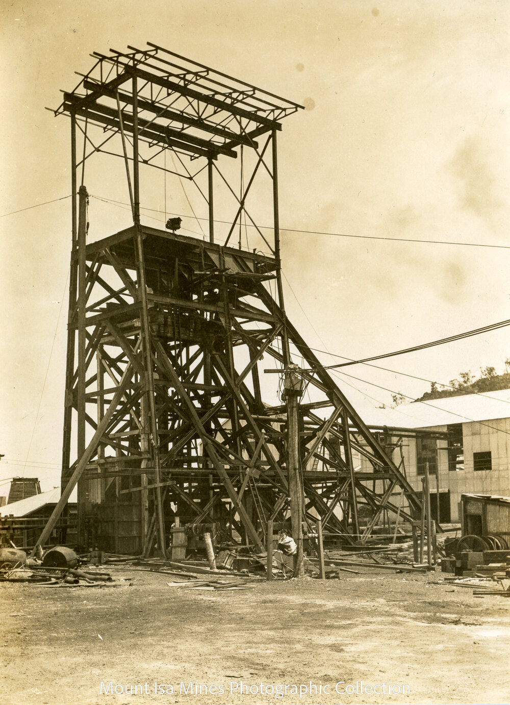Man and Supply Shaft Headframe, Mount Isa Mines, December 1930