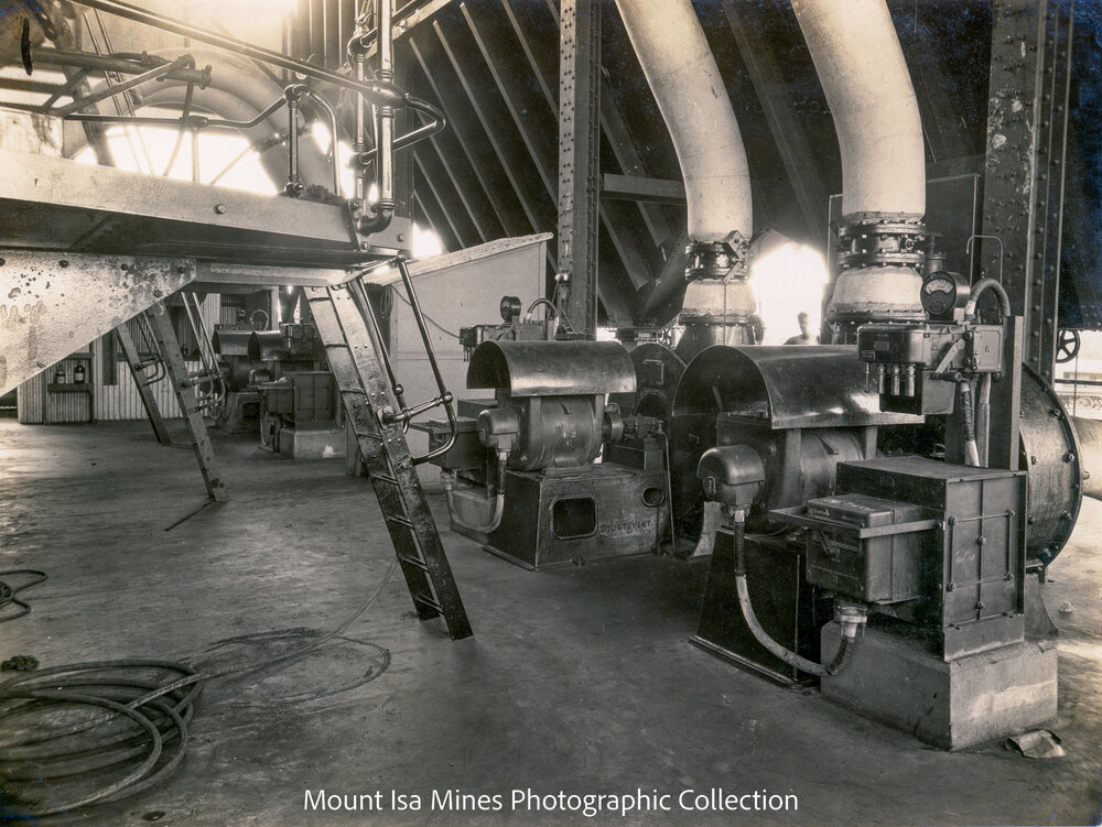 Boiler House firing floor fans, Mount Isa Mines, January 1931