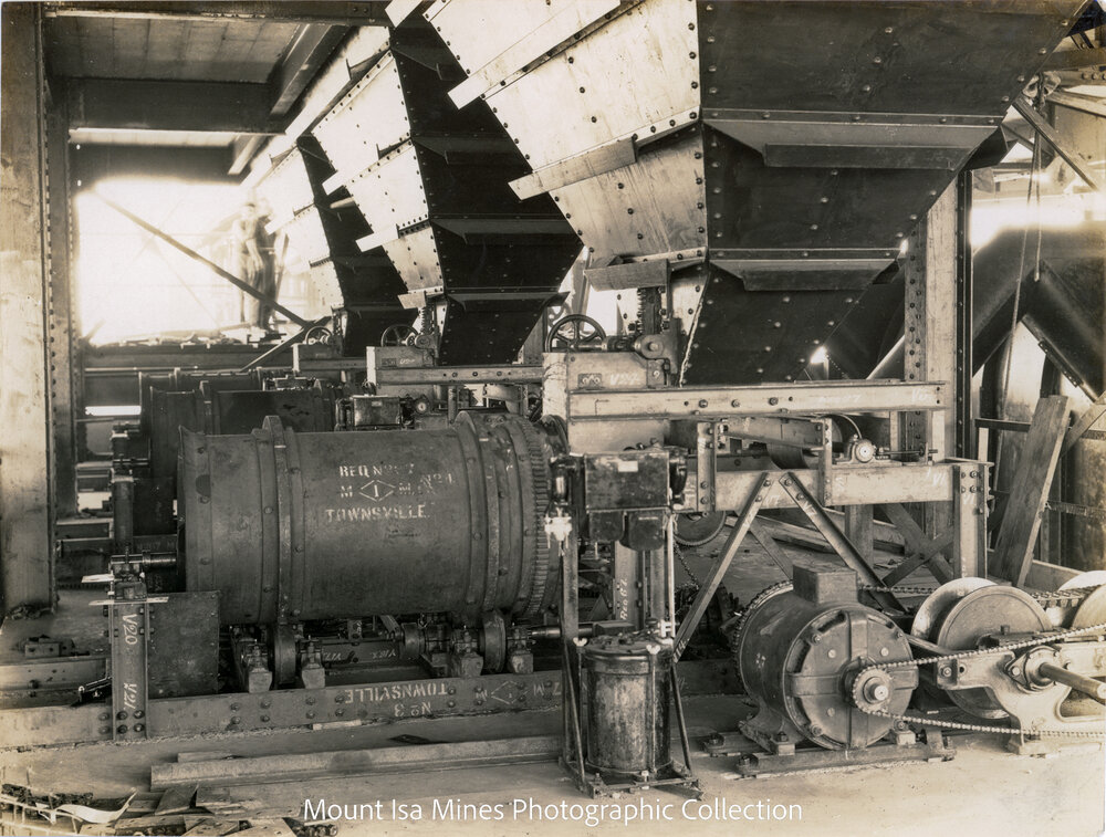 Dwight and Lloyd Sinter Plant pug mills, Mount Isa Mines, December 1930