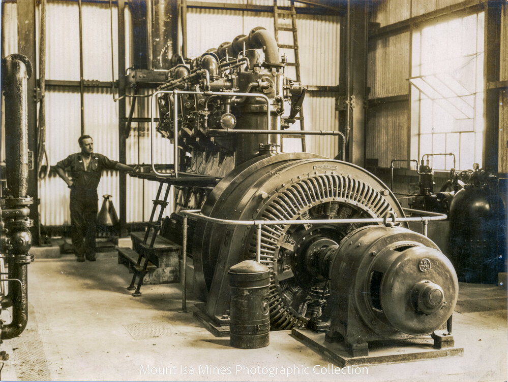 Ruston diesel engine at Mines Power Station, Mount Isa Mines, November 1930