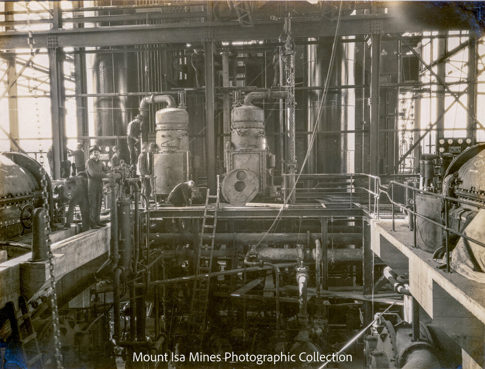 Mines Power Station turbine room boiler house, July 1930