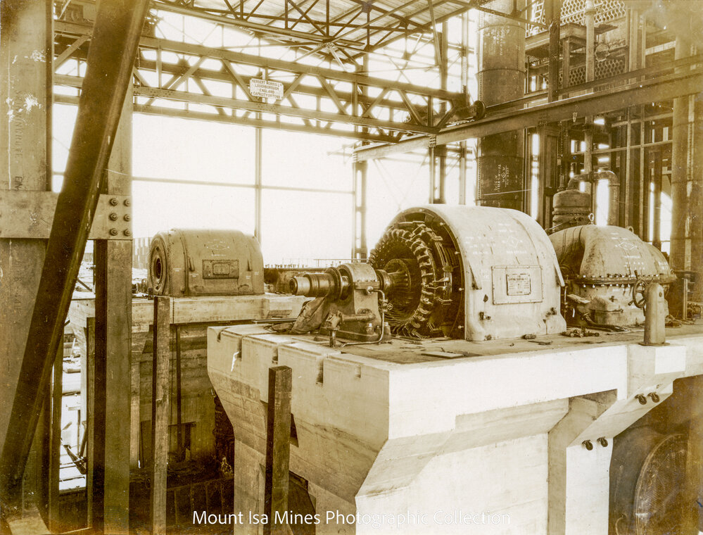 Mines Power Station turbo alternator in position, Mount Isa Mines, May 1930