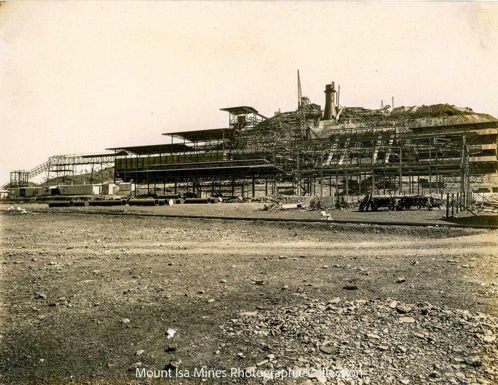 Smelter plant under construction, Mount Isa Mines, July 1930