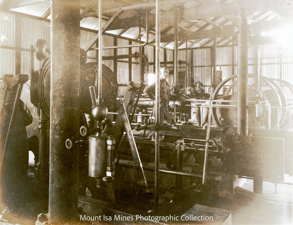 Winding engine compressor house at Lawlor Shaft, Mount Isa Mines, May 1930