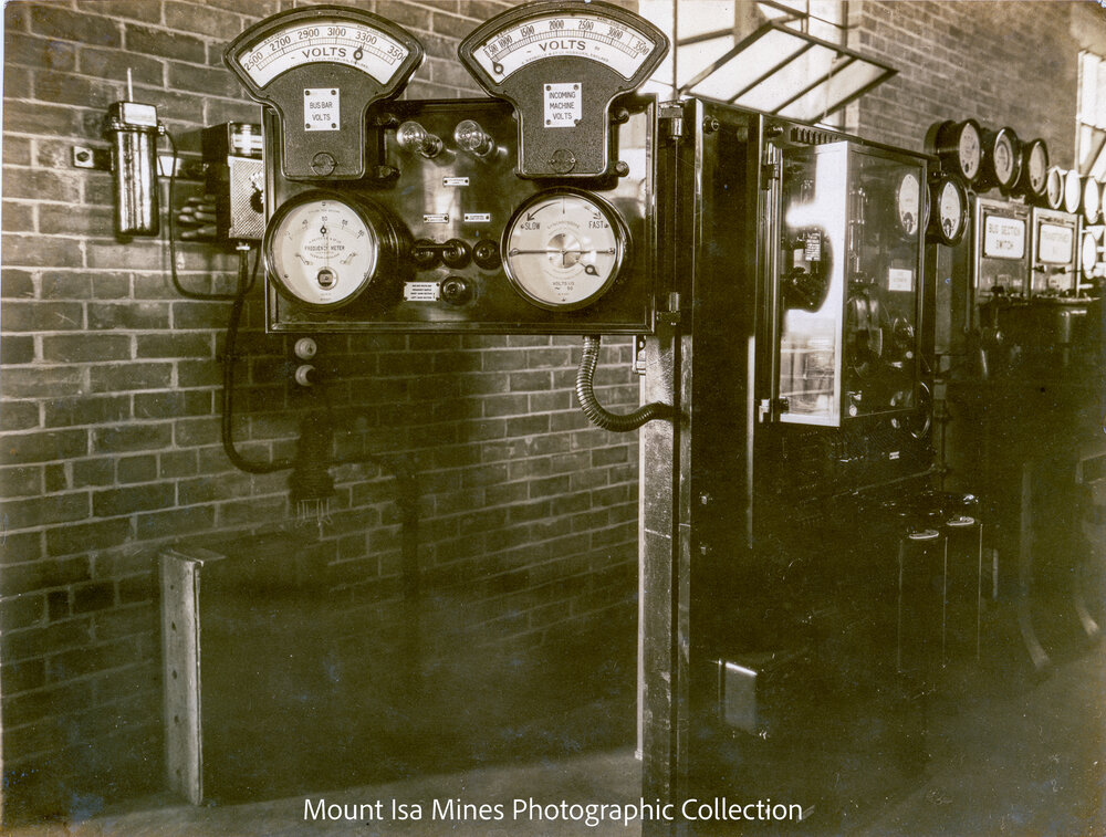 Main Power House synchronising panel, Mount Isa Mines, April 1931