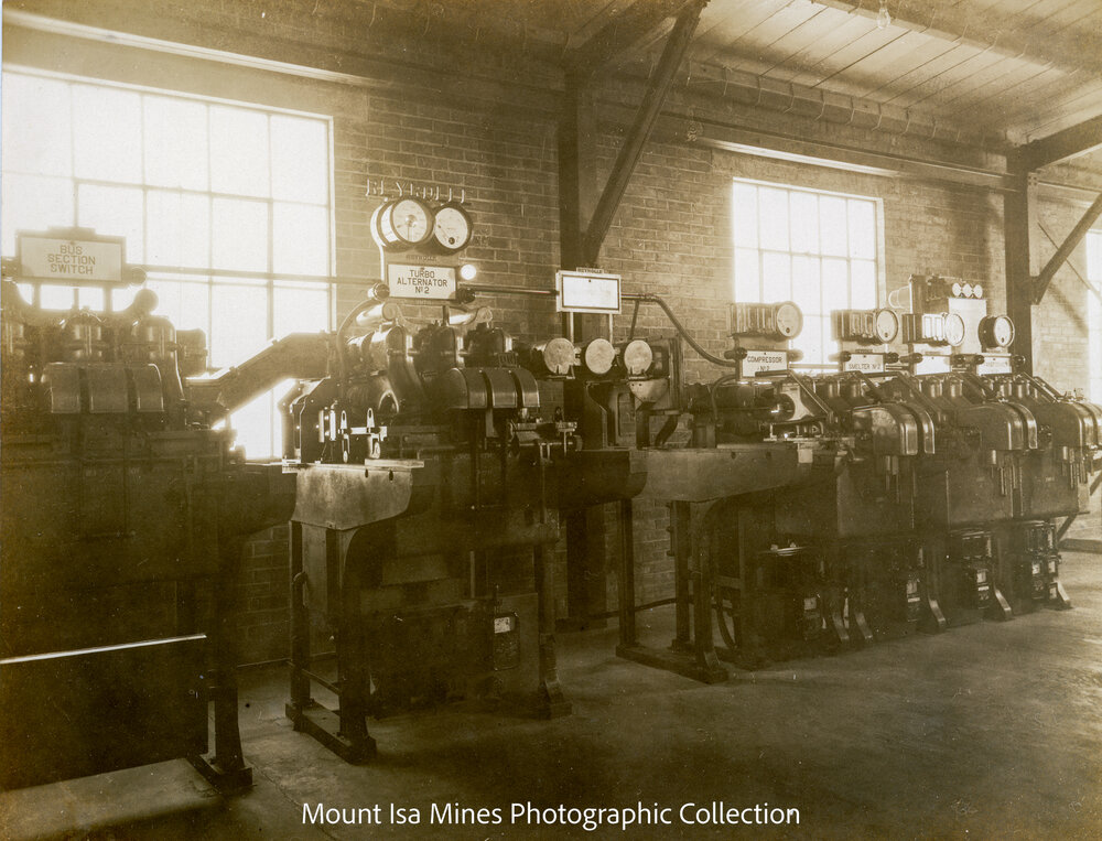 Mines Power Station Reyrolle switch gear in switchroom, Mount Isa Mines, April 1931