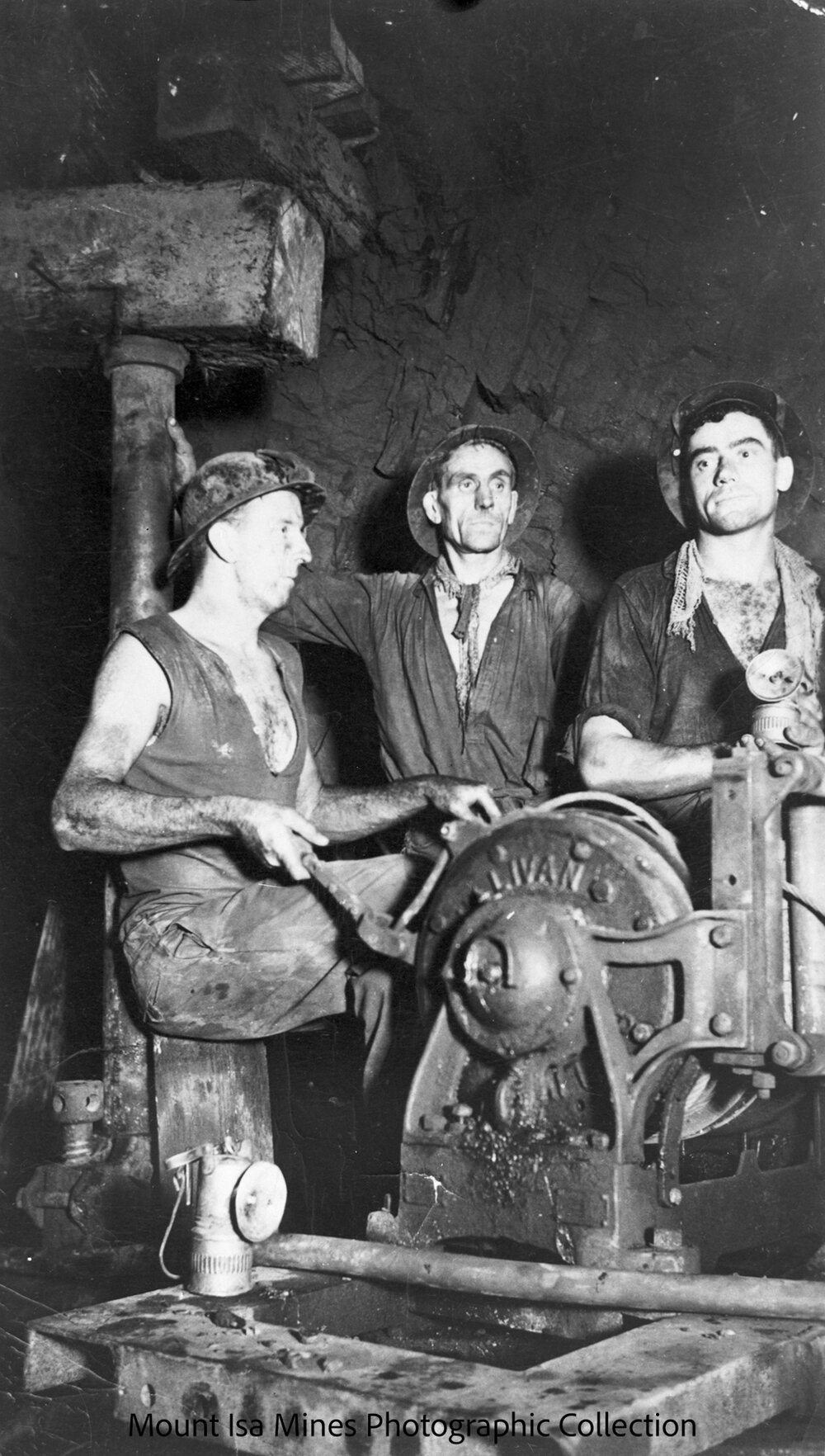 Miners with a scraper, Mount Isa Mines, c.1933 