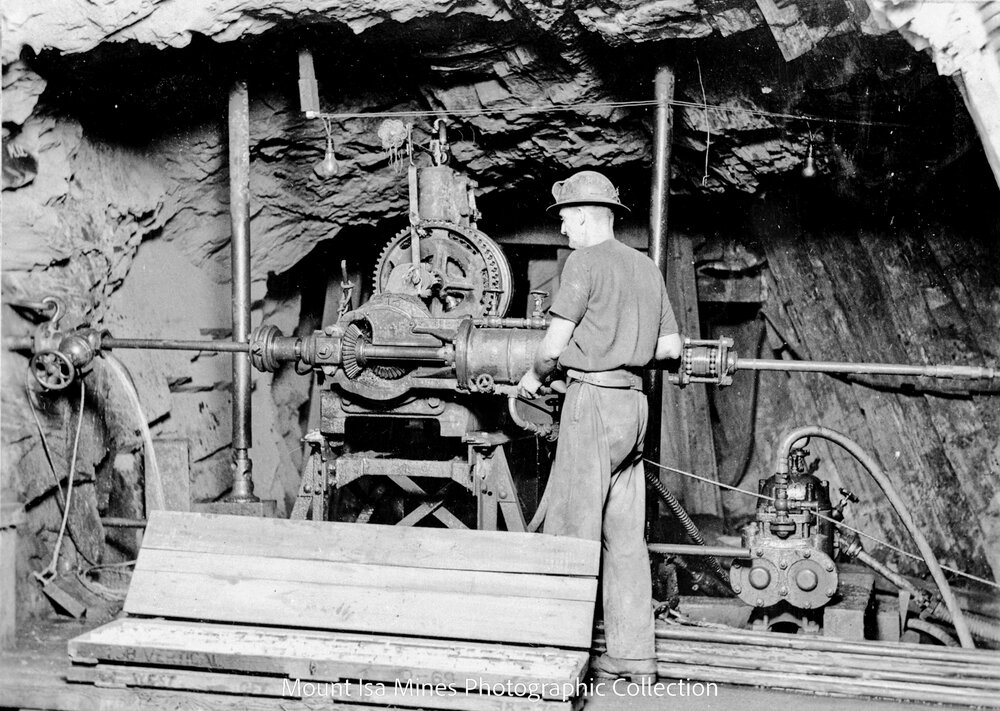 Core drilling at Black Star, Mount Isa Mines, c.1937