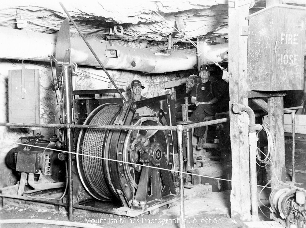 Sinking hoist for No 2 Ore Shaft, Mount Isa Mine, c.1938 