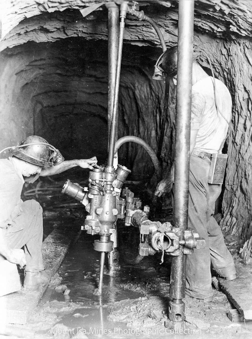 Ring drilling with diamond drill at Black Star, Mount Isa Mines, c.1939 